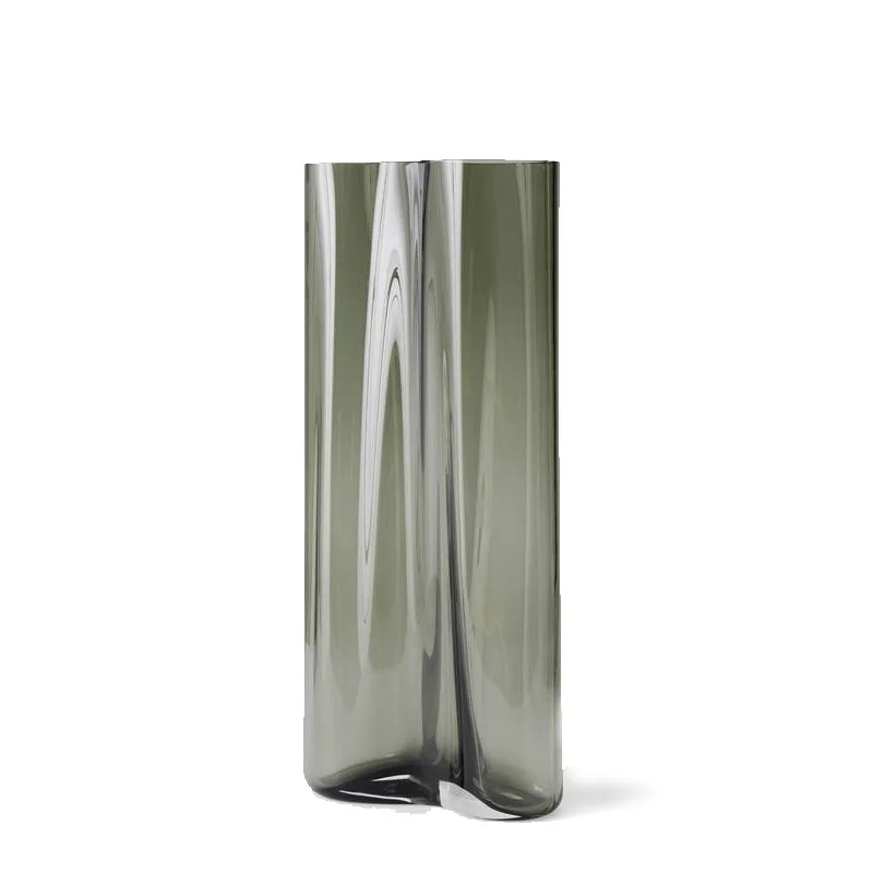 Minimalist glass candle holders-AER vase, 19", smoke