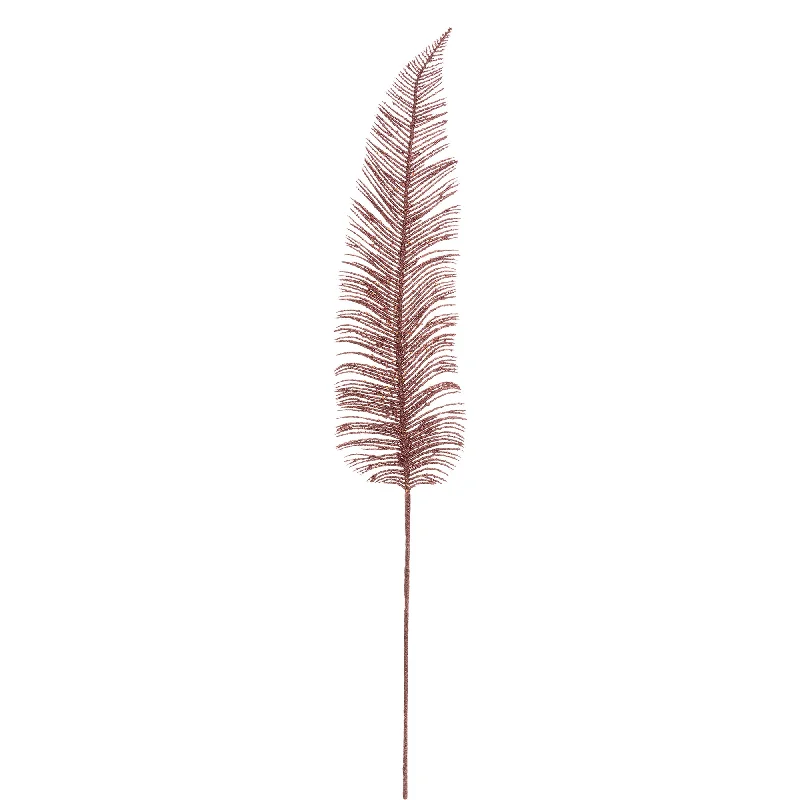 Farmhouse wooden wall clocks-Atmosphera 75cm Glitter Fern Branch Pink