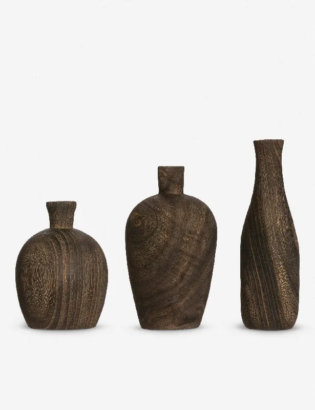 Tropical bamboo wall art-Charlynn Wood Vases (Set of 3)