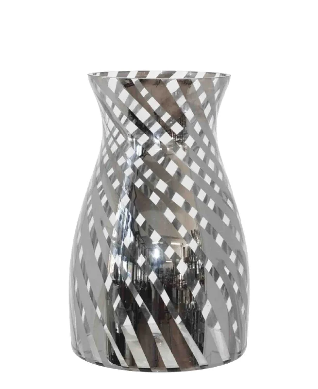 Elegant crystal wall clocks-Urban Decor Genda Stripe Vase 30 x 19cm - Silver