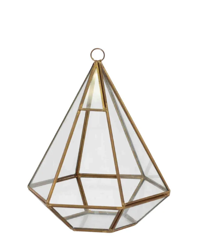 Retro polka dot table decor-Urban Decor Geo Pyramid Flower House - Gold