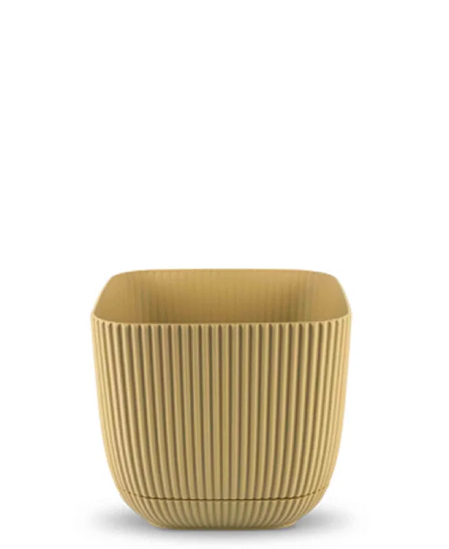 Woven rattan baskets-Urban Decor Square Coral Pot Plant 1.80Lt  - Gold