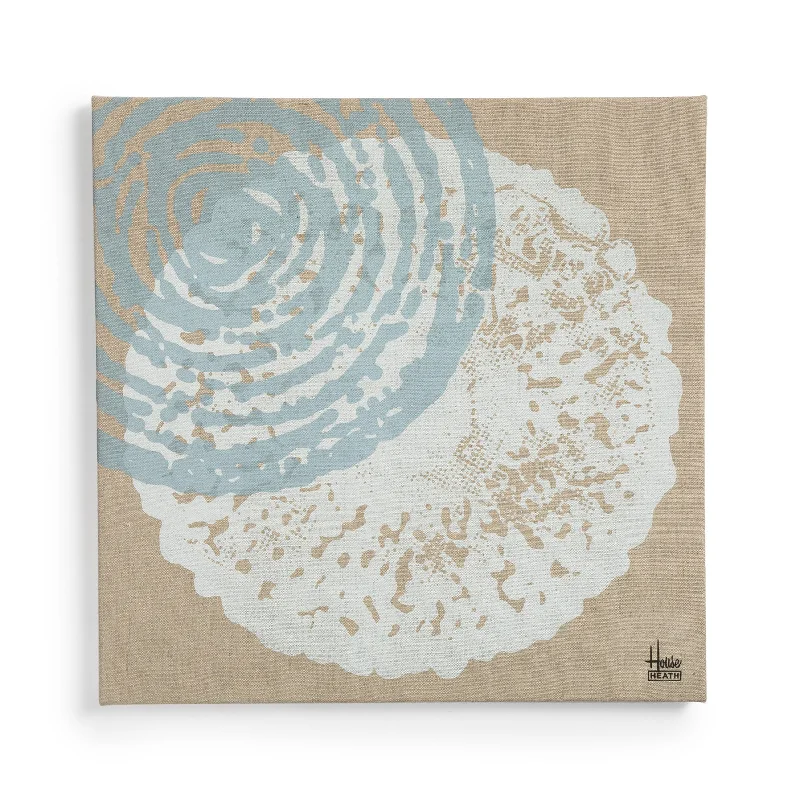 Handmade clay wall art-Linen Screen Print in White and Blue