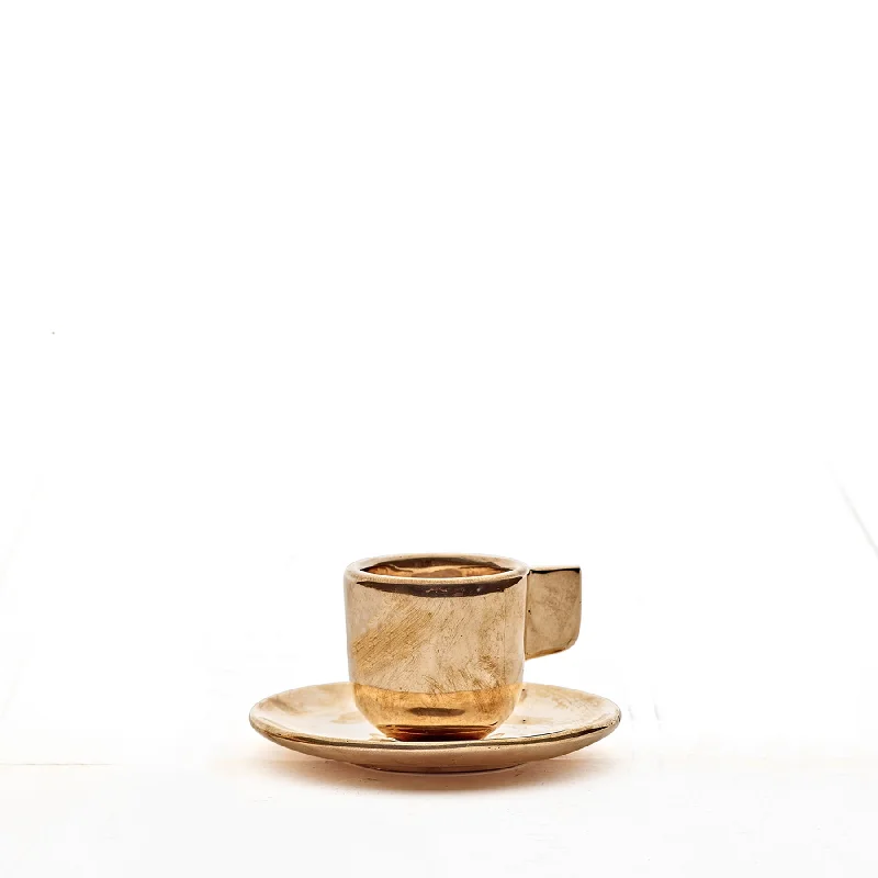 Glass orb table decor-Bronze Espresso Cup and Saucer