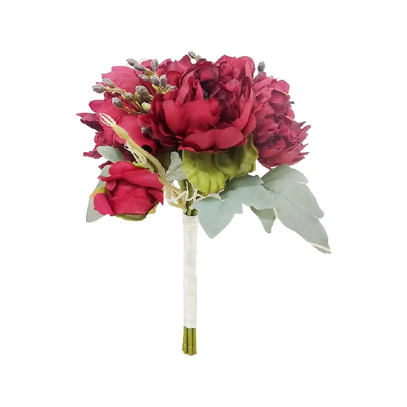 Farmhouse wooden candle holders-Urban Decor Artificial Flower Bouquet Red