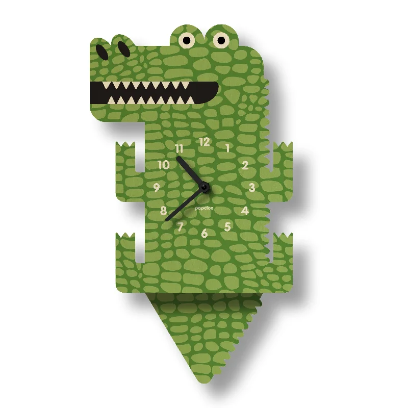 Coastal driftwood wall art-alligator - pendulum clock