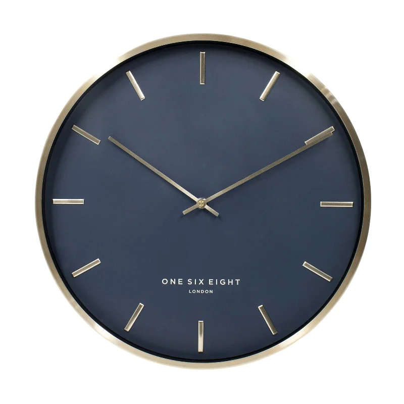 Antique brass table clocks-AVALON 40cm Petrol Blue Silent Wall Clock