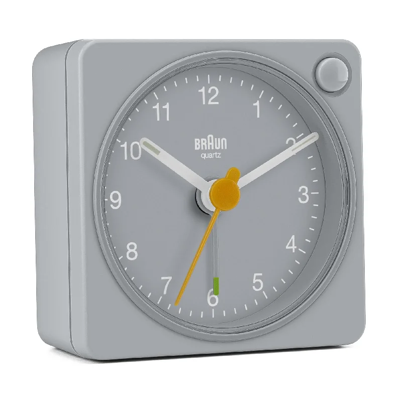 Eclectic chevron cushions-BC02X Braun classic analogue travel alarm clock - grey