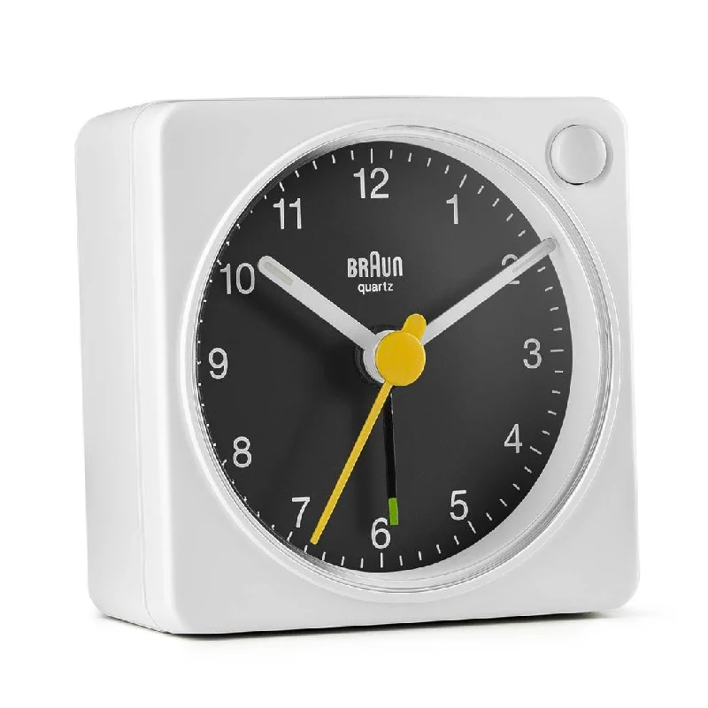 Copper lantern wall lights-BC02X Braun classic analogue travel alarm clock - white & black