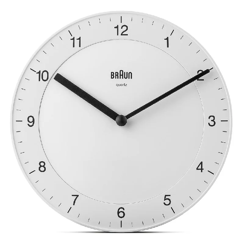 Elegant gold wall sculptures-BC06 Braun classic analogue wall clock - white