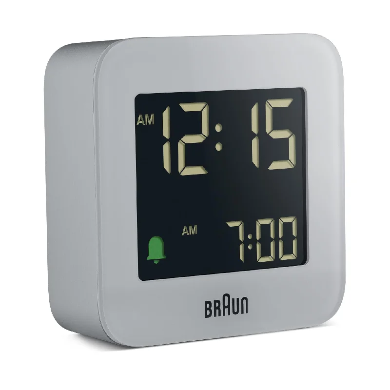 Velvet tufted cushions-BC08 Braun digital travel alarm clock - grey