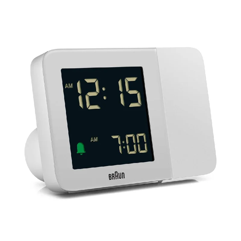 Mid-century walnut wall hooks-BC15 Braun digital projection alarm clock - white