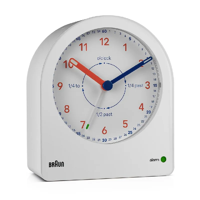 Industrial metal wall clocks-BC22 Braun time teacher quartz alarm clock - white