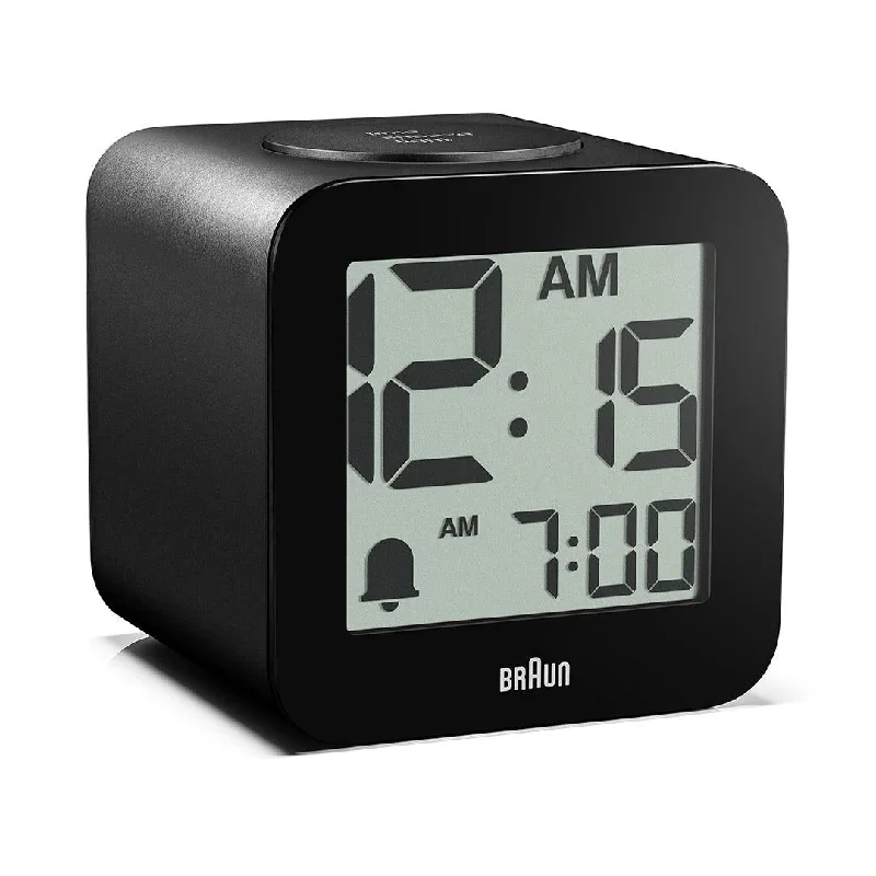 Retro floral curtain panels-BC25 Braun time speaking digital alarm clock - black