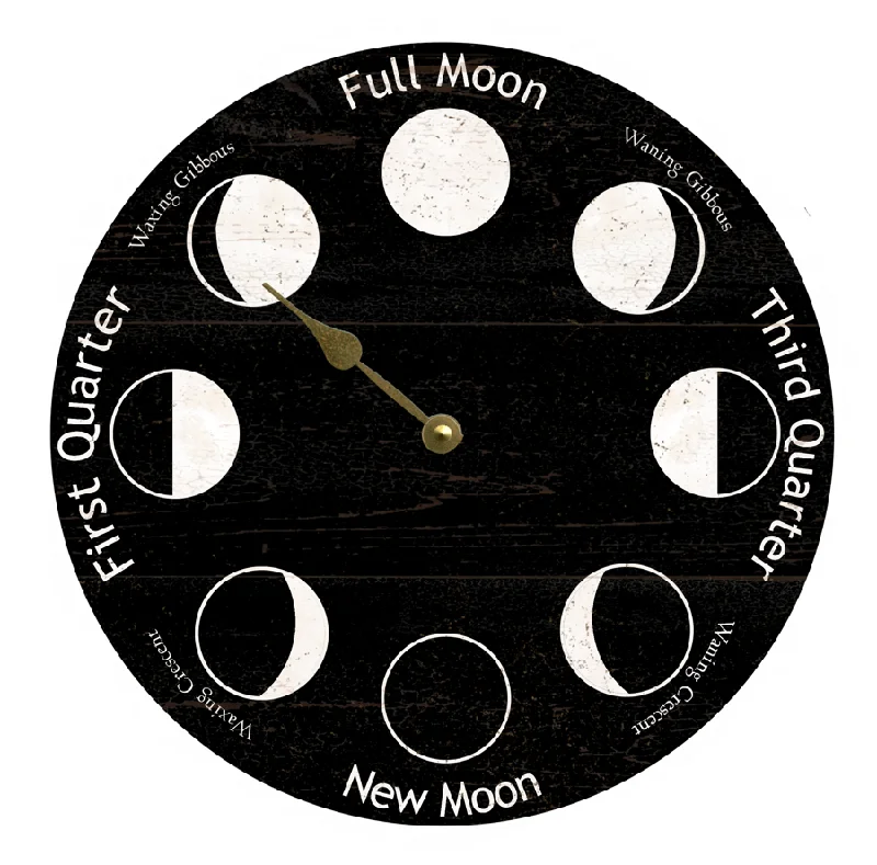 Bohemian tassel garlands-Moon Phase Clock- Lunar Phase Clock- Black and White Moon Clock