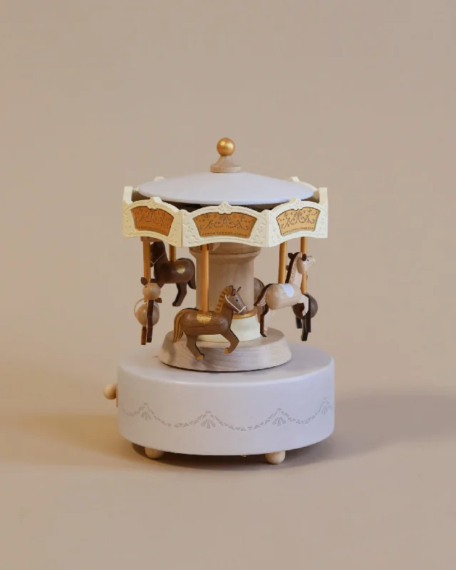 Copper geometric wall art-Wooden Carousel Music Box