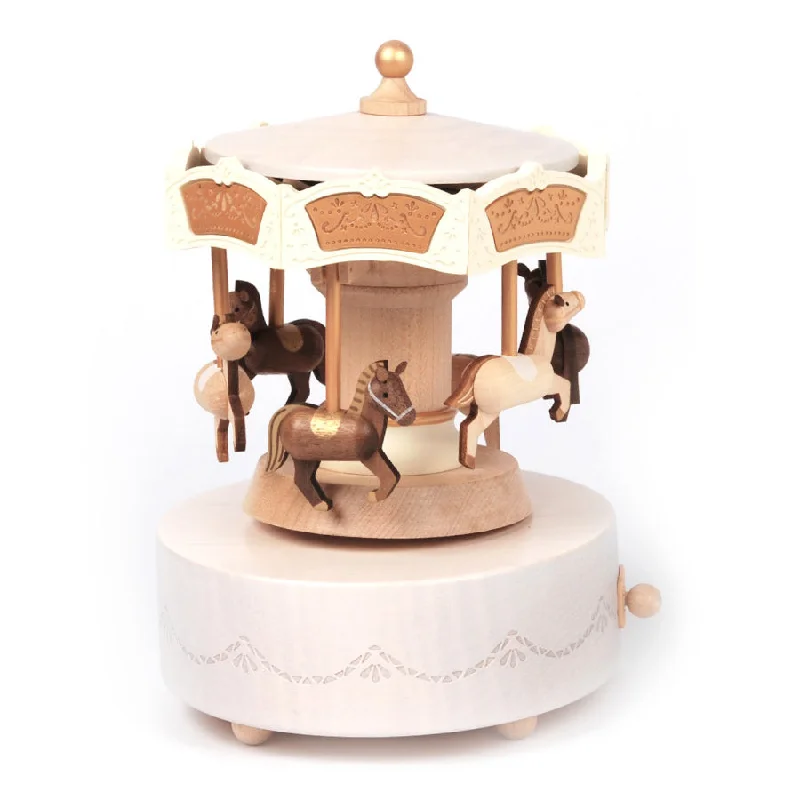 Abstract ceramic sculptures-Carousel Wooden Music Box