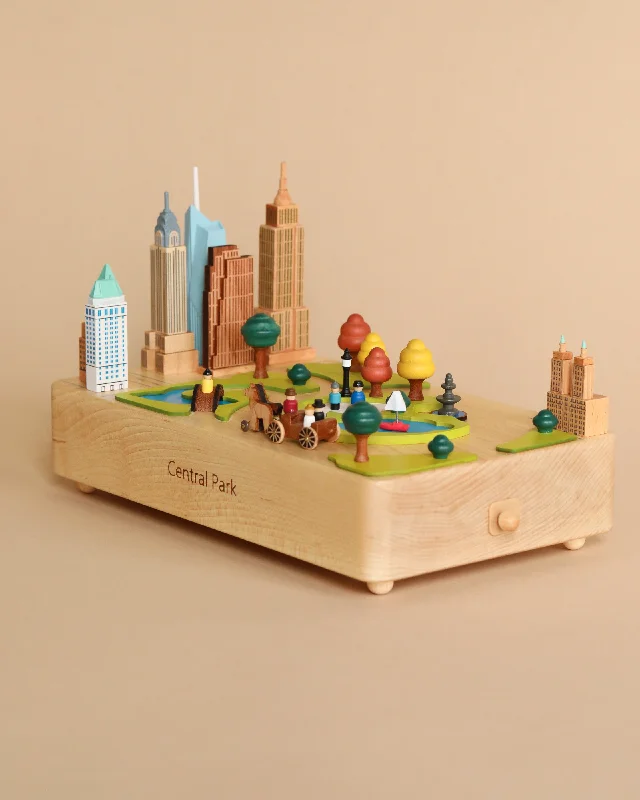 Glass terrarium centerpieces-Central Park Wooden Music Box