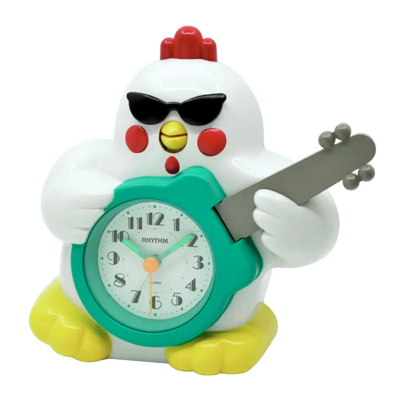 Copper geometric wall art-Rhythm “Rock n’ Roll Chicken” Novelty Musical Alarm Clock with Fun Singing Alarm Sound - CRE321UR03