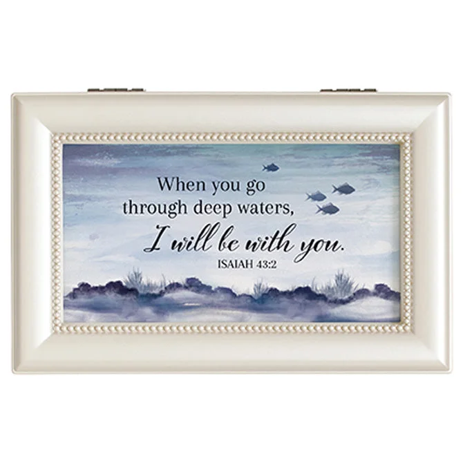 Farmhouse tin table signs-18295 - “Isaiah 43:2" Music Box - Plays “Fascination Waltz”