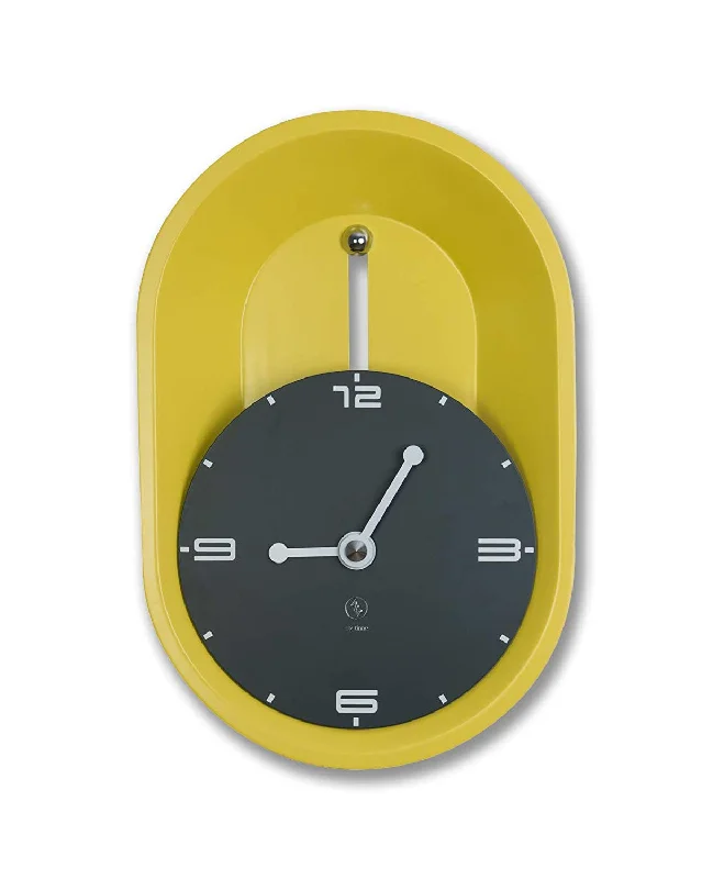 Mid-century teak wall mirrors-SY Time Aspendos 11.8inch (30cm) Analog Wooden Decorative Wall Clock, Yellow