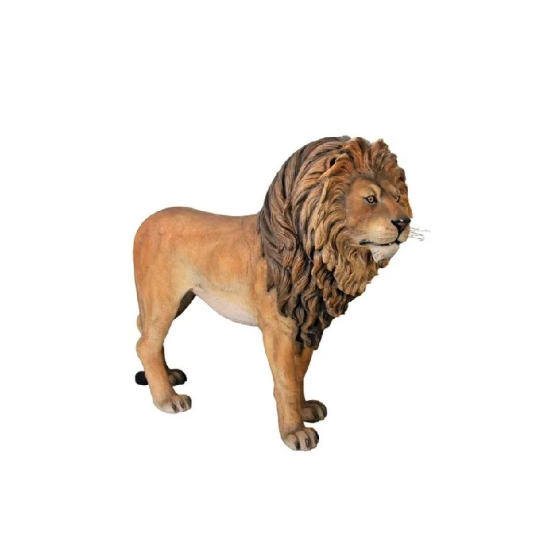 Rustic burlap serving trays-Design Toscano Life-Size "King of the Lions" Sculpture