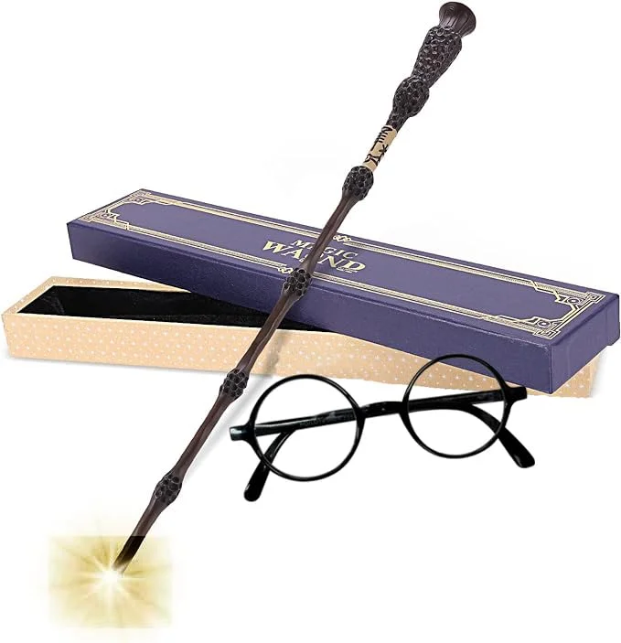 Rectangular gold wall mirrors-Dumbledore Light Wand Toy for Kids Gift with Sunglass Harrypotter