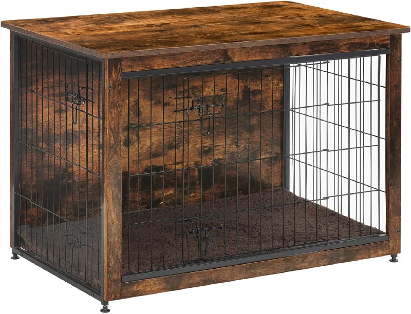 Marble hexagon coasters-DWANTON Dog Crate Furniture with Cushion, Wooden Dog Crate Table, Double Doors - $110