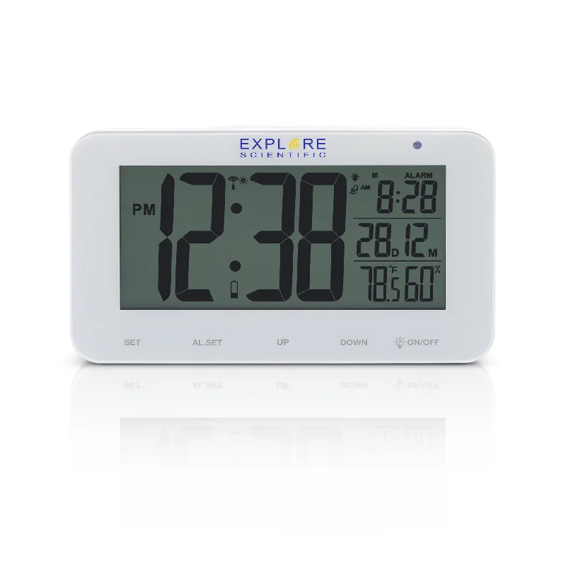 Colorful ceramic candle holders-Explore Scientific Large Display Radio Controlled Alarm Clock