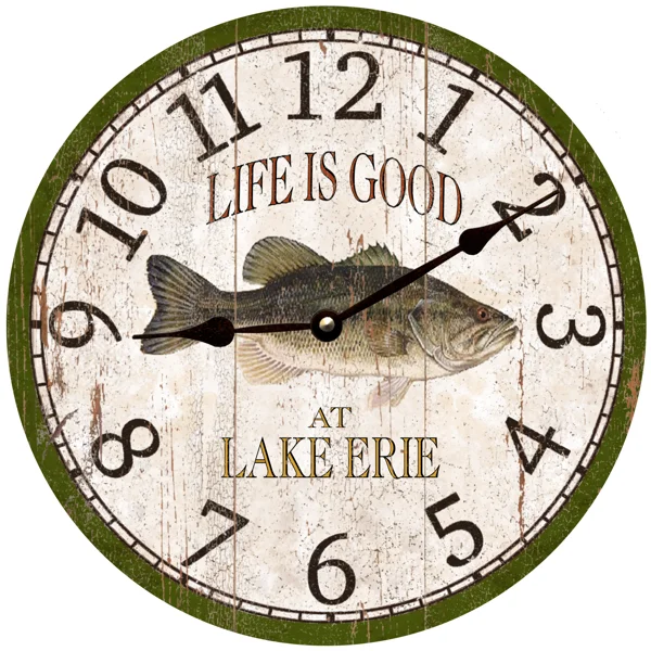 Rustic pine wall shelves-Personalized Bass Fishing Clock- Bass Clock