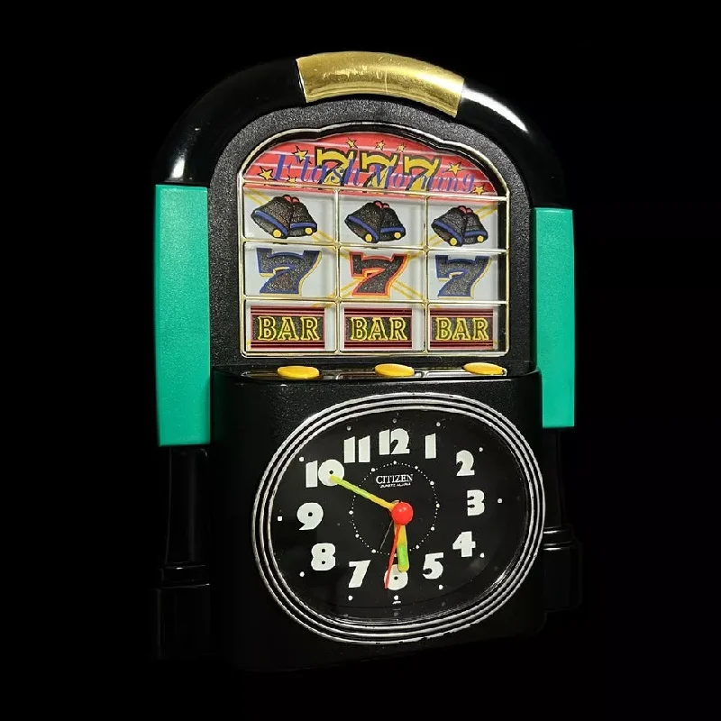 Marble candle coasters-Citizen (Rhythm) "Flash Morning" Novelty Alarm Clock from Japan with Slot Machine Game - 4RE519-002