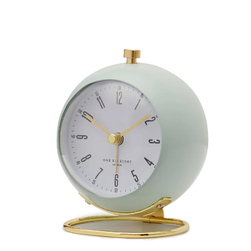 Minimalist white wall clocks-Grace Sage Green Silent Alarm Clock