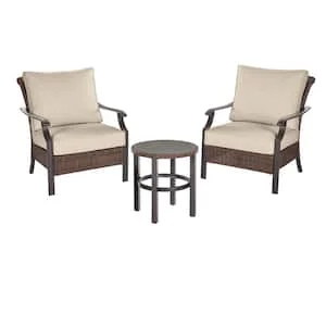 Shabby chic vintage clocks-Hampton Bay Harper Creek 3-Piece Brown Steel Outdoor Patio Chair Set (Bare Cushion) - $175