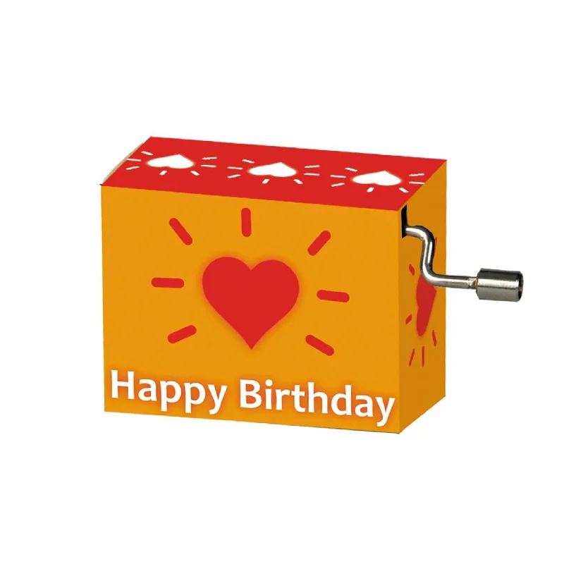 Abstract fabric wall hangings-Happy Birthday Music Box, Orange with Heart