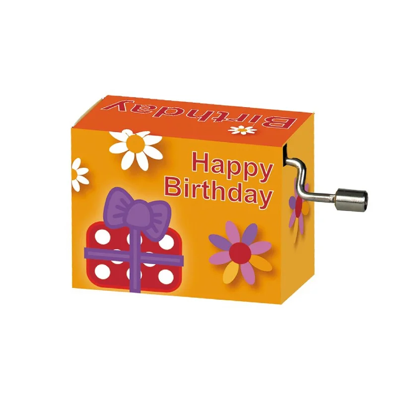 Copper hanging planters-Happy Birthday Music Box, Orange with Present