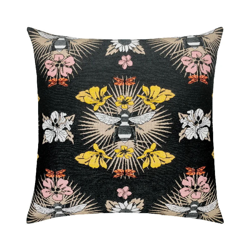 Tropical palm leaf pillows-Honey Outdoor Pillow