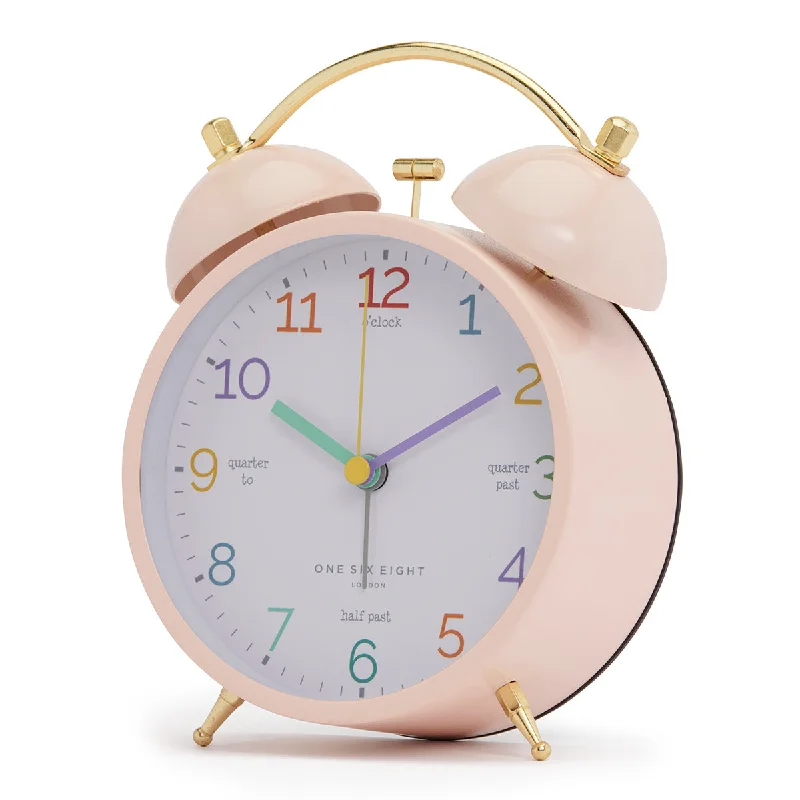 Glass dome wall decor-LEARN THE TIME Blush Alarm Clock