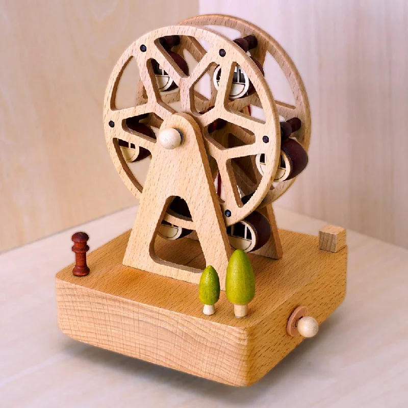 Marble geometric bookends-Rotating Ferris Wheel (Melody: Castle in the Sky)