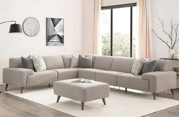 Velvet tufted throw pillows-Mensa 5-piece Sectional Assembled (small stain on 1 cushion) - $1400