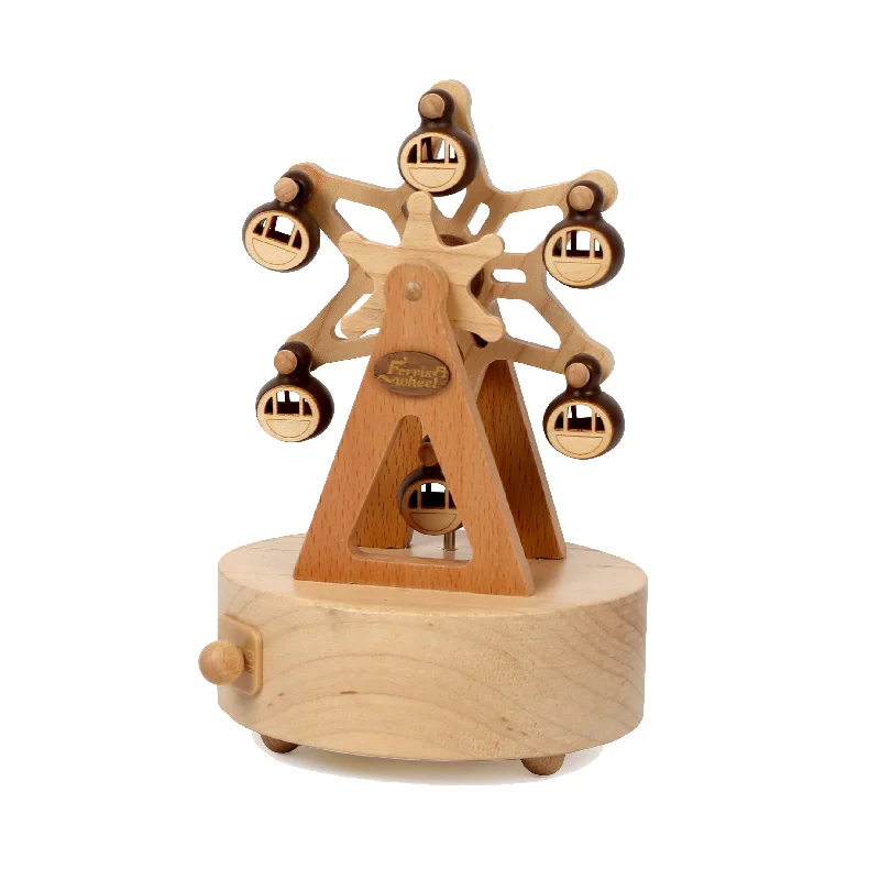 Minimalist white candle holders-Mini Ferris Wheel Wooden Music Box