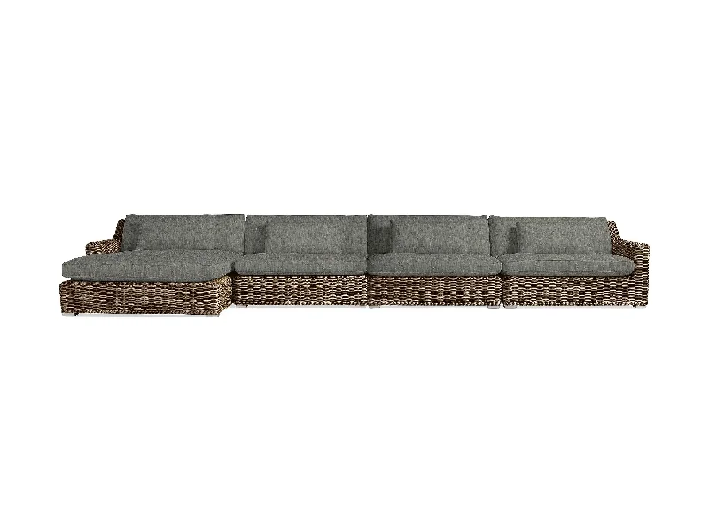 Minimalist floating wall clocks-Montauk Outdoor Four Piece L Shape Sectional with Starboard Mink Cushions