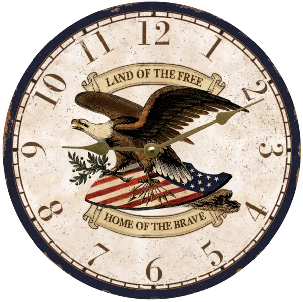 Farmhouse tin wall signs-Patriotic Clock- Patriotic Clock- Eagle Wall Clock