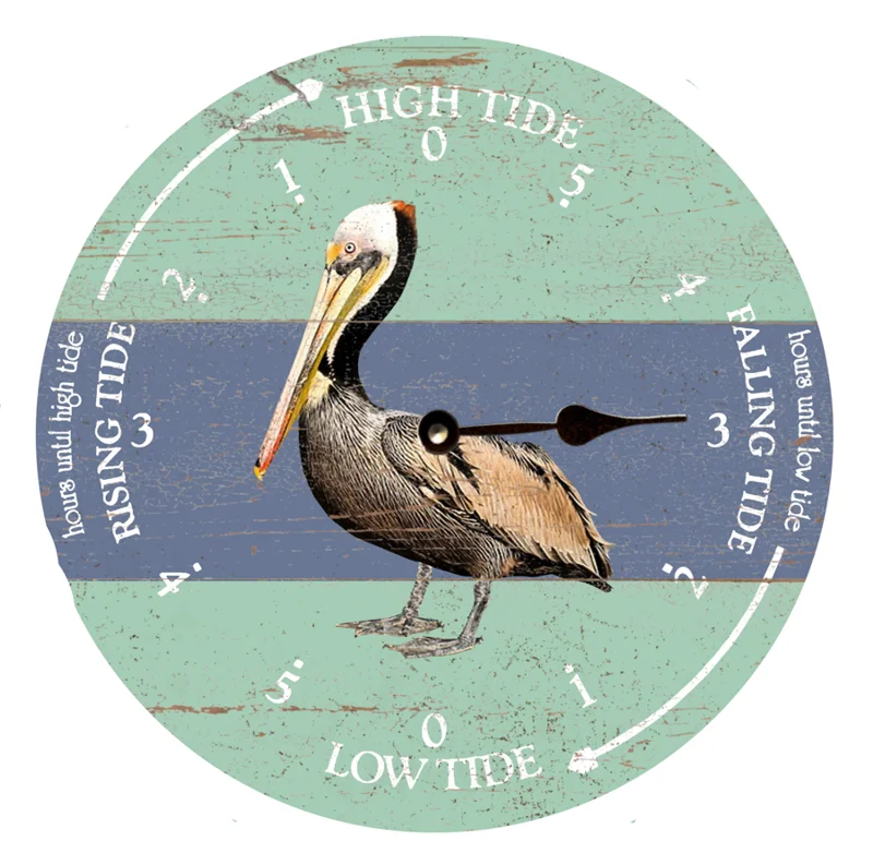 Shabby chic vintage wall art-Pelican Tide Clock- Tide Watching Clock