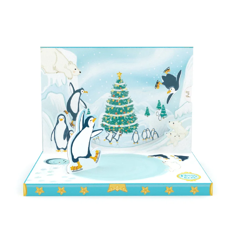 Eclectic tribal wall art-Penguin Adventure Music Box Card