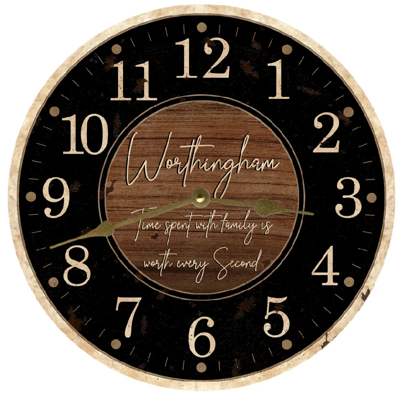 Industrial steel table clocks-Personalized Black and Wood Clock- Time Spent With Family Clock