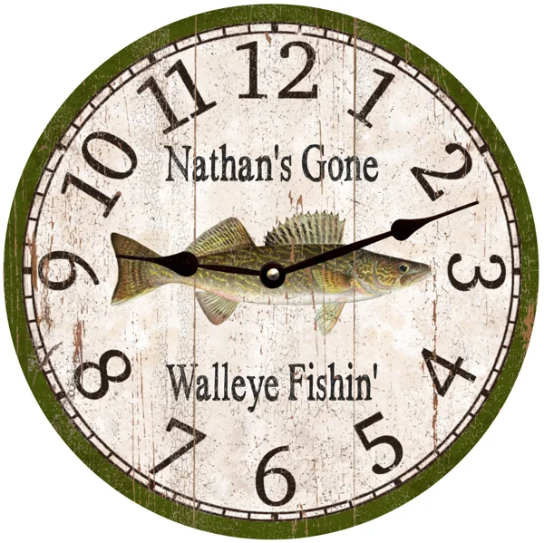 Farmhouse metal planters-Personalized Gone Walleye Fishing Clock- Walleye Clock- Fishing Clock