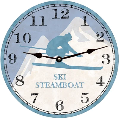 Rustic oak wall hooks-Personalized Ski Clock - Handcrafted Clock for Skiing