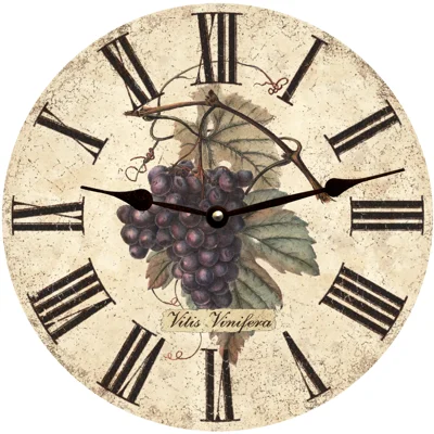 Rustic oak picture frames-Purple Wine Grapes Clock- Wine Grapes Wall Clock