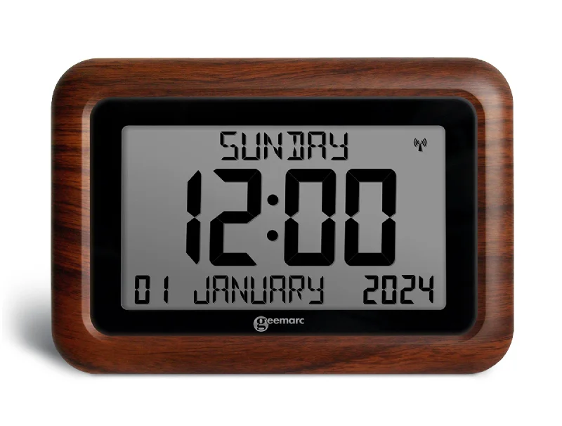 Farmhouse wooden wall clocks-Radio controlled wood effect clock