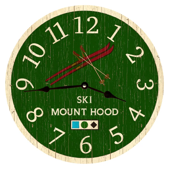 Eclectic floral throw rugs-Ski Lodge Clock- Personalized Ski Clock